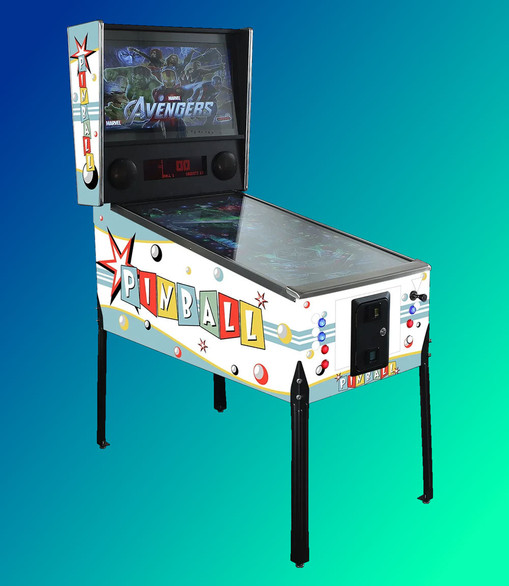 Digital pinball machine on gradient background